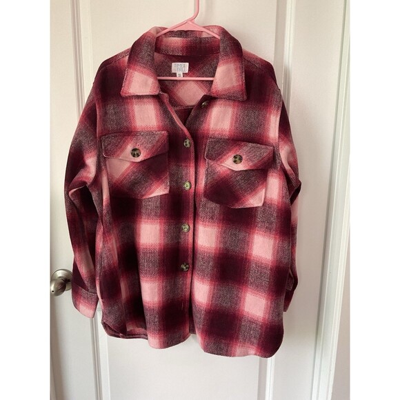 Women’s Pink Flannel Shacket Jacket Shirt XXL 20 Fall Winter - Picture 1 of 9